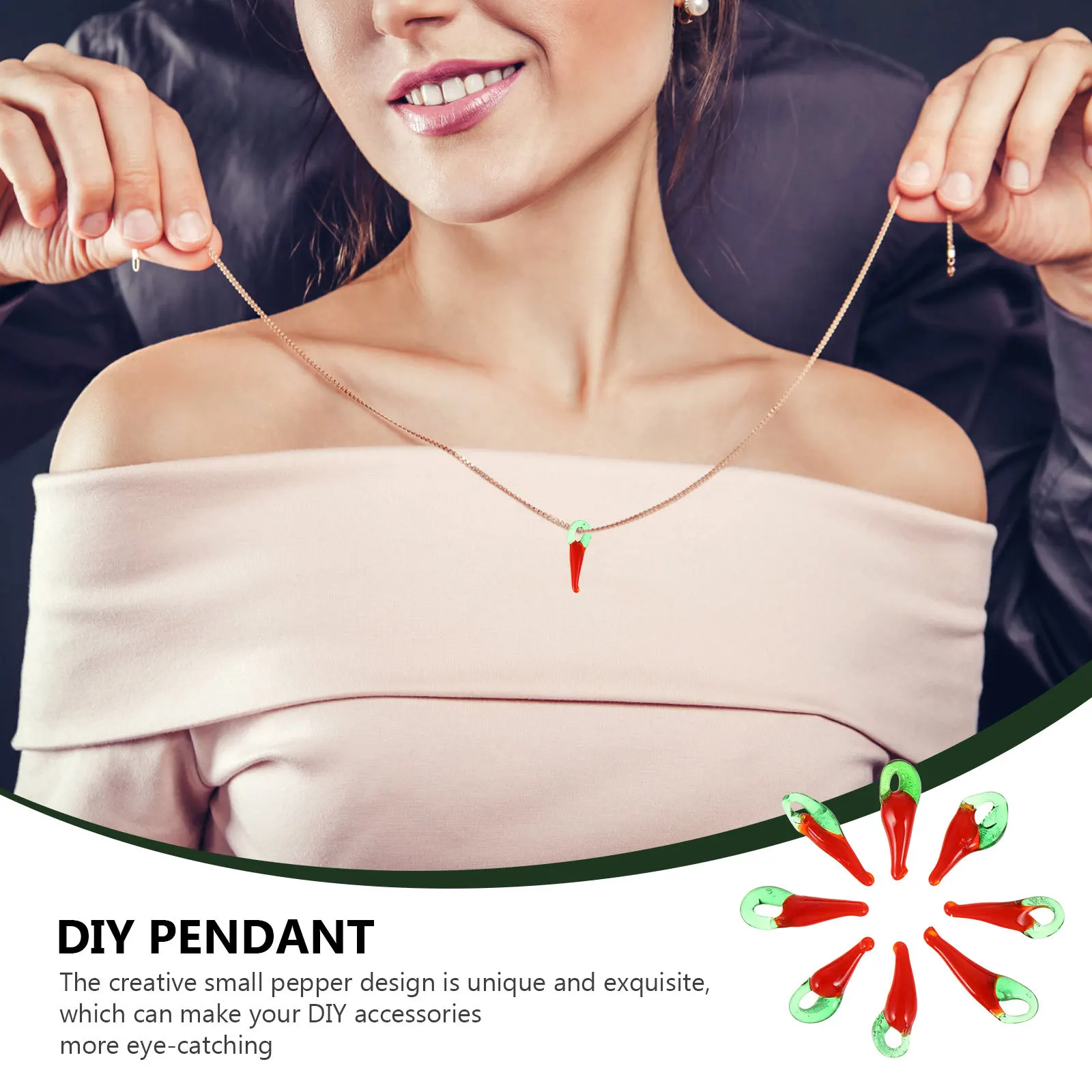 

100Pcs Red Pepper Beads DIY Jewelry Making Loose Glass Beads Charms Pendant Necklace Bracelets Accessories Jewelry Making Charms