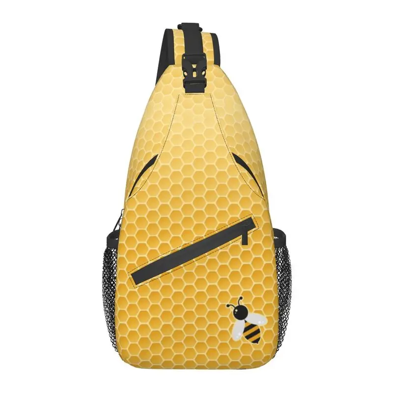 

Bee And Honeycomb Pattern Sling Chest Bag Custom Honeybee Crossbody Shoulder Backpack for Men Traveling Daypack