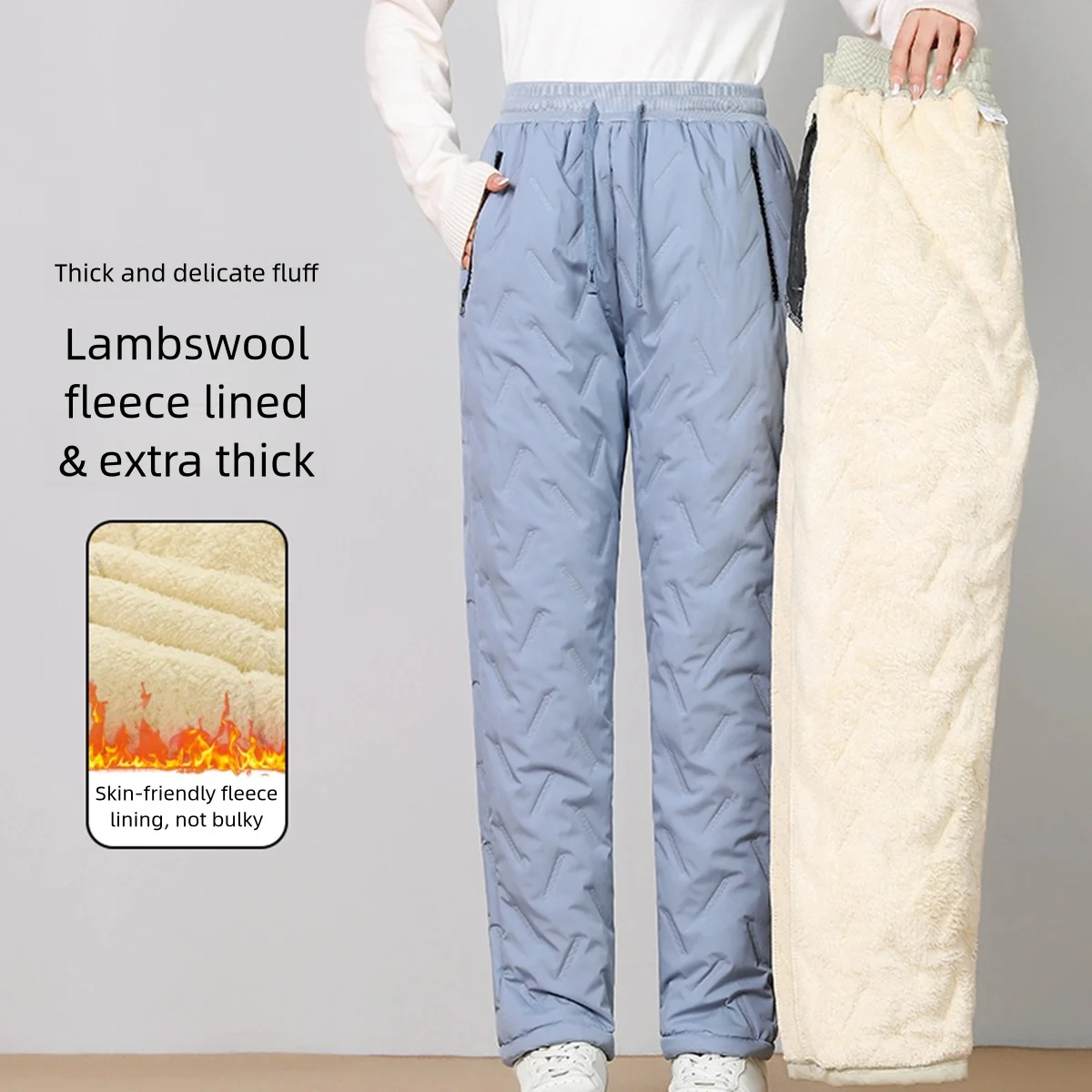 

Women's Winter High Quality Lamb Wool Cotton Pants Loose Warm Casual Outdoor Thick Velvet Sweatpants