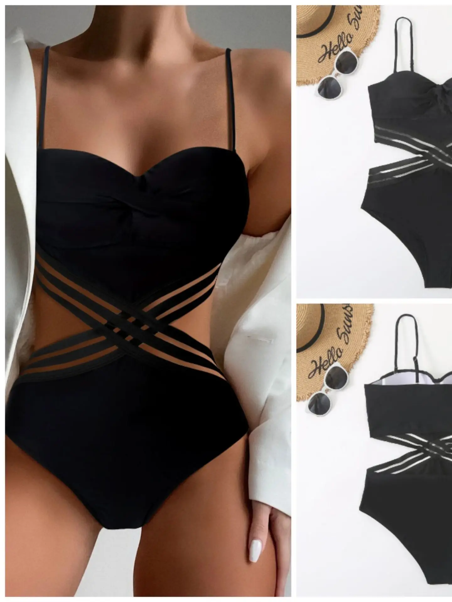 

Sexy Slimming Women's One-Piece Swimsuit e Steel Support Hard Pa Strap Retro Sle Casual Swimwear No Sve C...