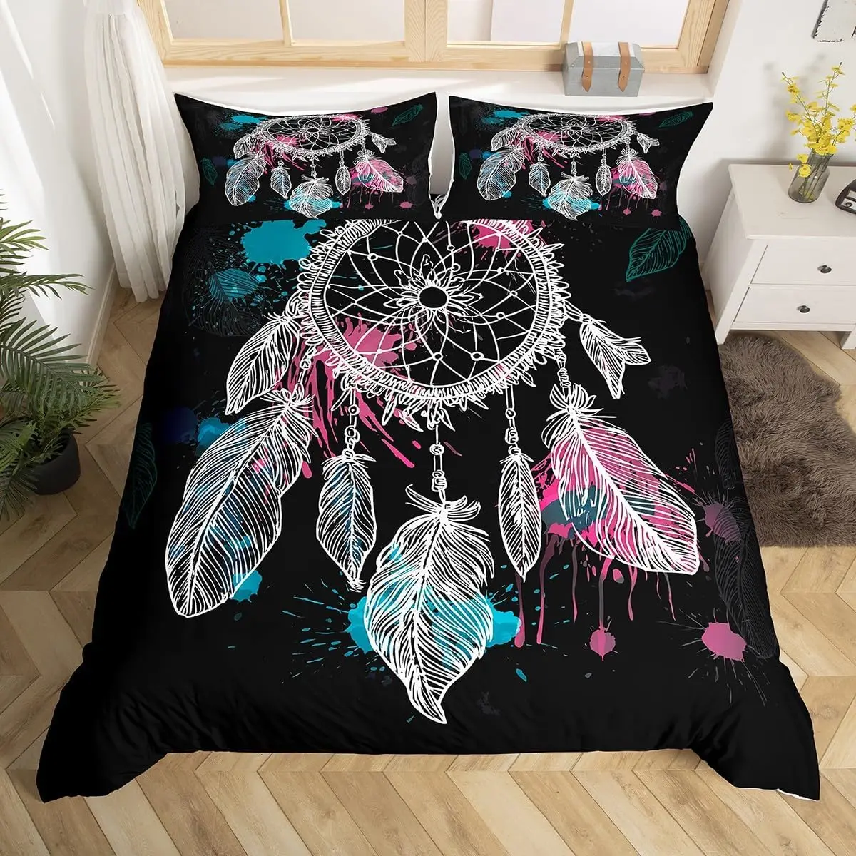 Dream Catcher Bedding Set Full Queen King Size Bohemian Dream Catcher Duvet Cover Mandala Comforter Cover Feathers Quilt Cover