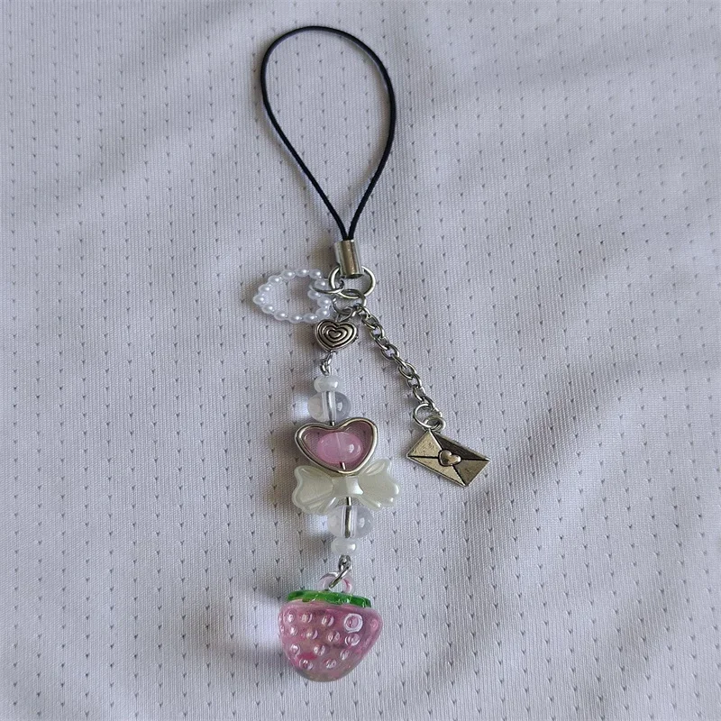 Nana & Hachi Matching Phone Charms Red Pink Strawberry Bow Phone Accessory Anime Inspired Y2k Keychains