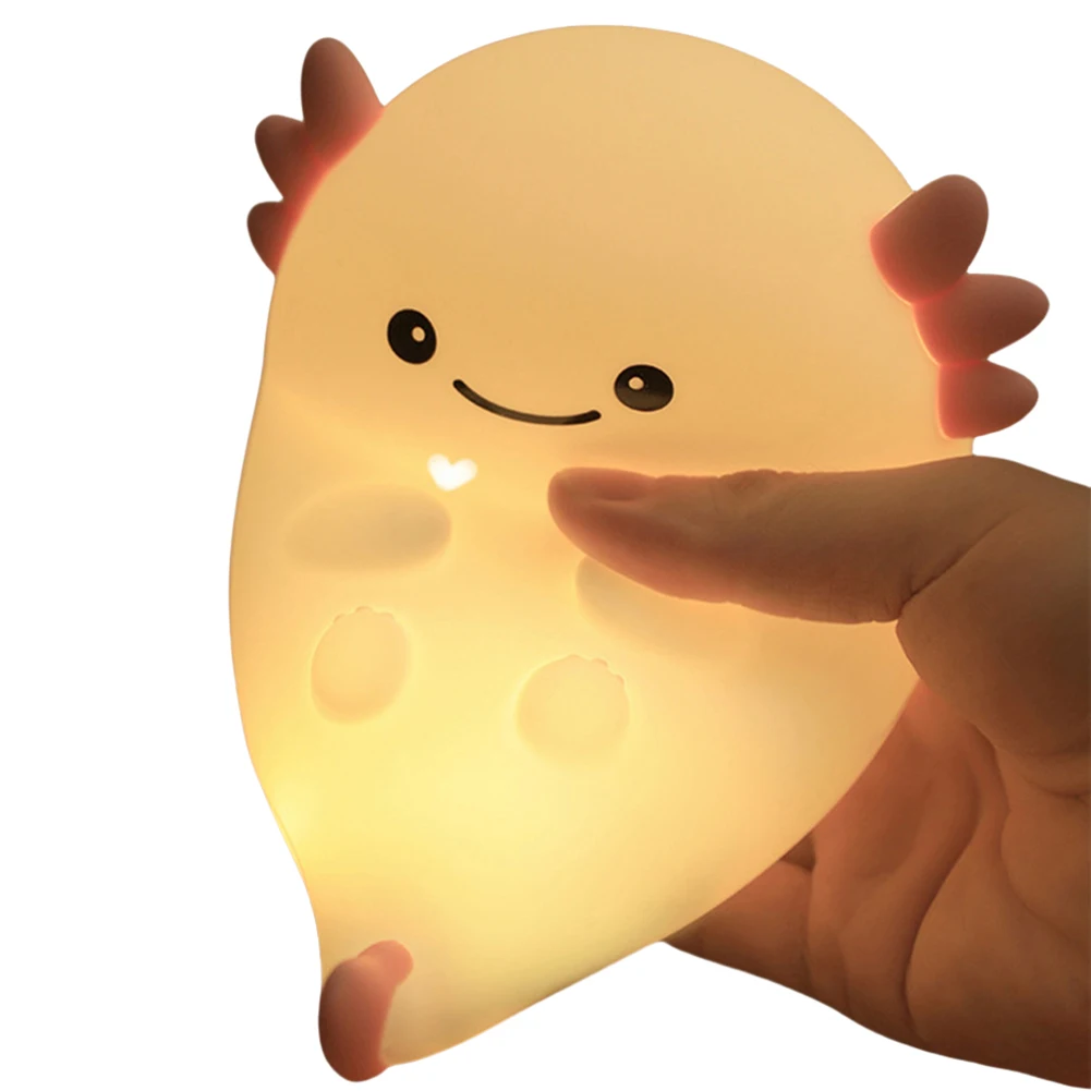 لطيف Axolotl ضوء الليل الحيوان سيليكون اللمس مصباح قابلة للشحن أباجورة عكس الضوء لغرفة النوم غرفة المعيشة ديكورات هدية