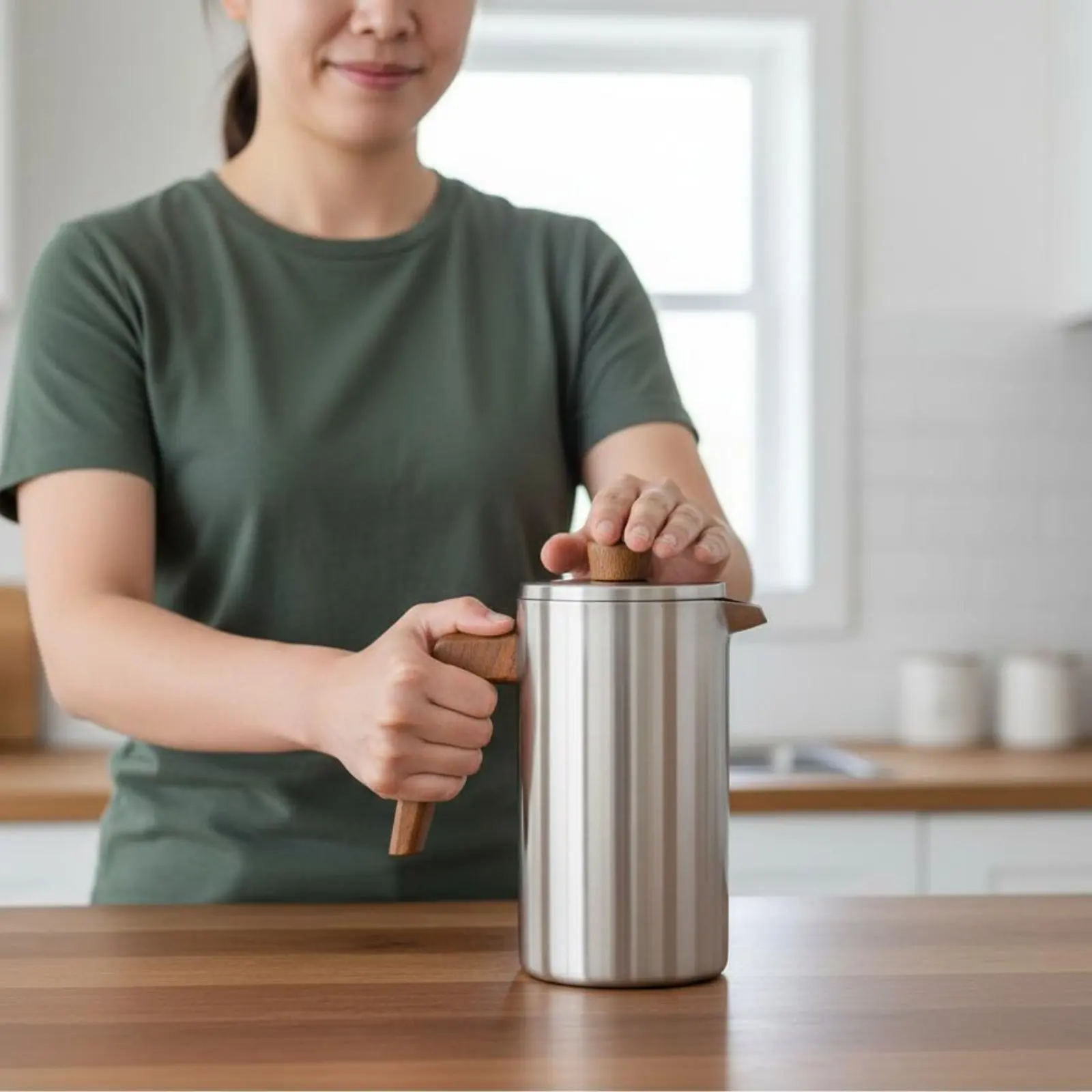 Coffee Press Coffee Brewer Easy to Clean Stainless Steel Press Cafetière Insulated 34 Ounce Plunger for Travel
