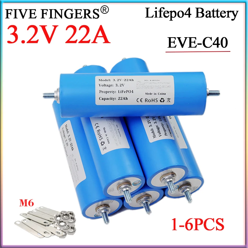 1-6PCS 3.2V 22Ah Lifepo4 rechargeable battery Grade A diy 12v 24v E-two wheelers scooter motorcycle tricycle tool Solar LED Lamp