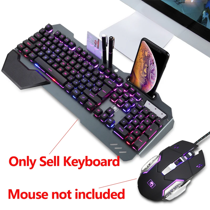 RGB Mouse Gamer dan Keyboard Semi-mekanis Keyboard Gaming Set Backlit Multi Shortcut 3200 DPI Mouse Pad Optik dengan Holder