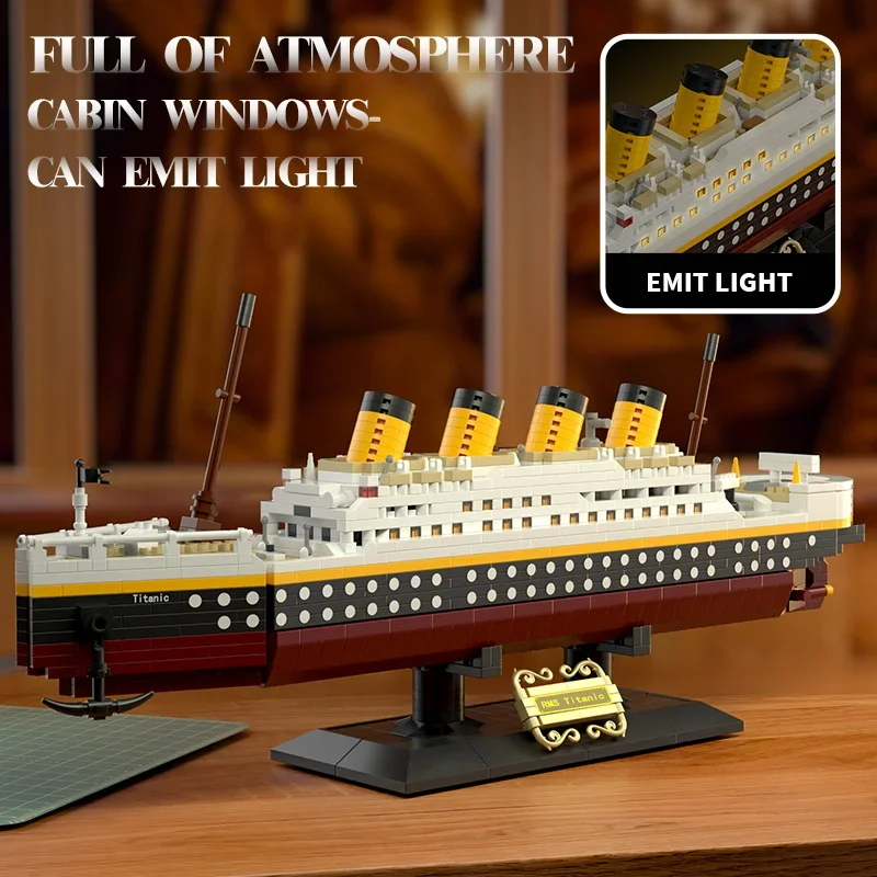 Nouveau jouet d'assemblage de blocs de construction pour enfants Titanic, modèle de bateau de croisière puzzle pour garçons et filles, jouet pour enfants cadeau de noël