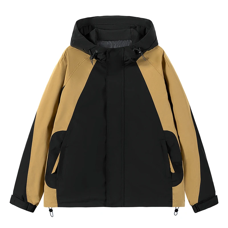 

Stylish Men Hooded Windbreaker Jacket for Outdoor Urban Wear Breathable Wear-resistant Jackets Color Block Design Outerwear Male