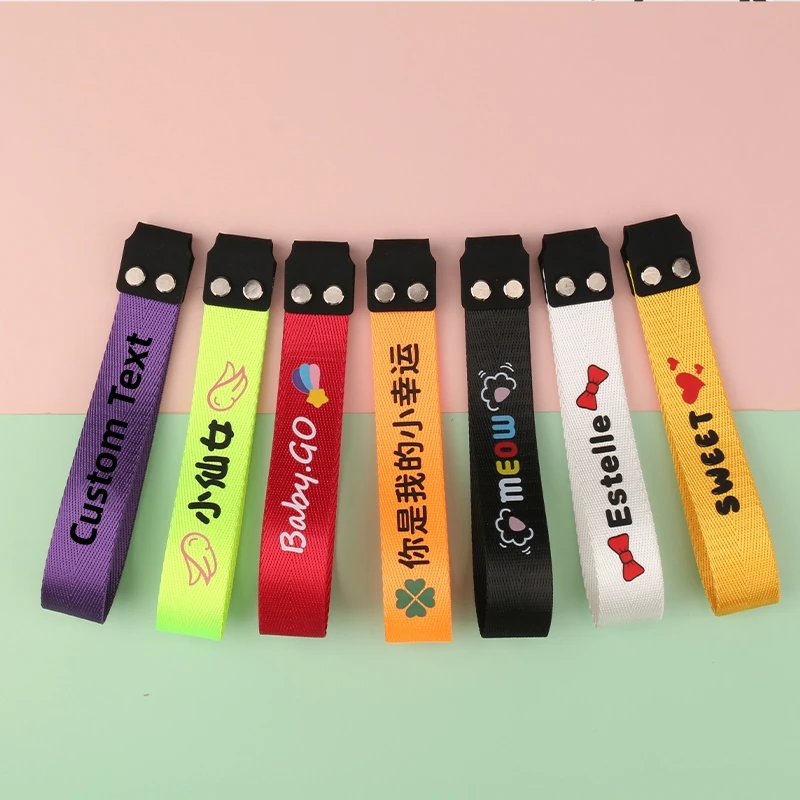 Sangle de clavier imprimée personnalisée, ruban décoratif en nylon, peut personnaliser votre texte, logo, étiquette de nom, Wo18e, 60he