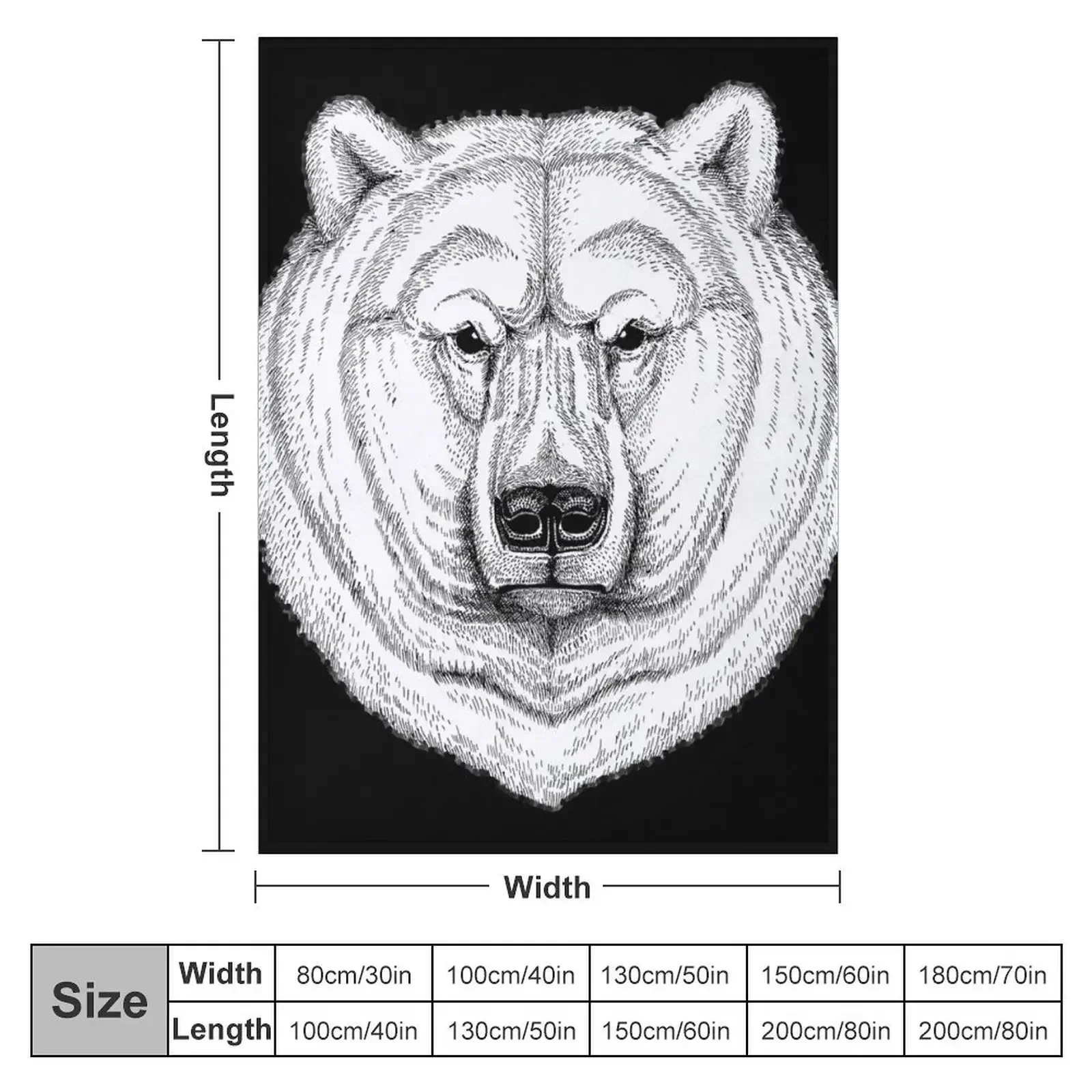POLAR BEAR DRAWING Throw Blanket couch cozy soft plush fuzzy picnic outdoor blanket