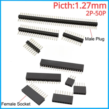 10 pz/lotto 1.27mm singola fila maschio femmina spina presa Breakaway PCB Board Pin Header connettore 1.27mm Strip Pinheader 2P-50Pin