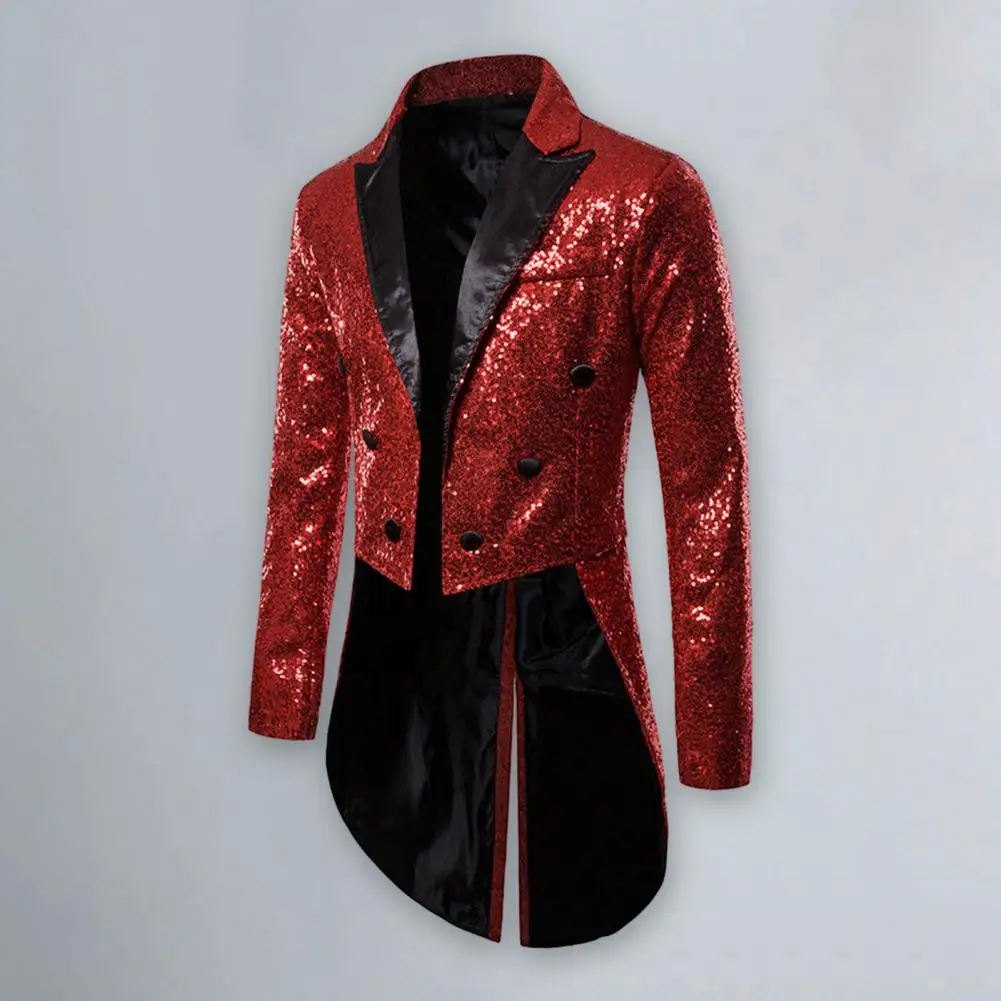 Men's Tailcoat Suit Sparkling Fashion Design for Banquet Performance Glittering Straight Cut Casual Long Sleeve Polyester