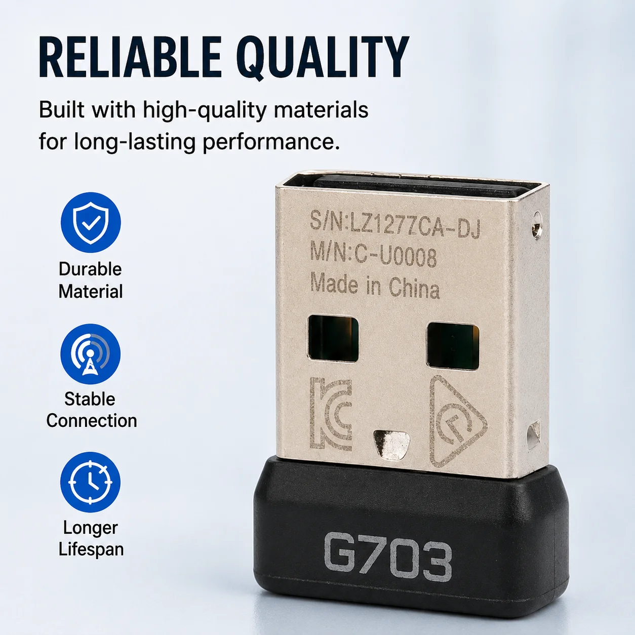 USB Wireless Mouse Receiver for Logitech G703 LIGHTSPEED Dongle Replacement Adapter Mouse Receiver Repair Parts Accessory