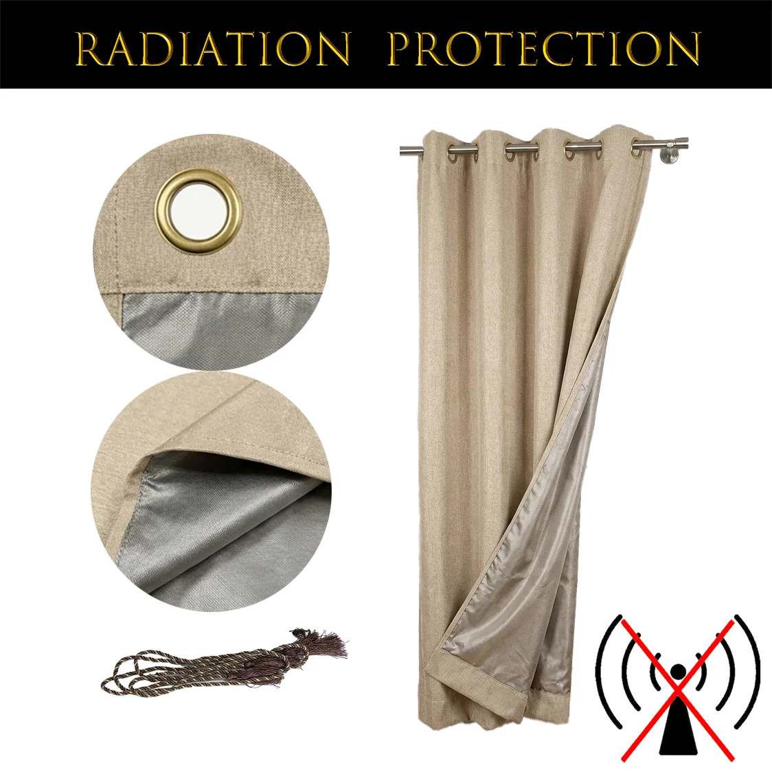 Faraday Fabric EMF Shielding Curtain RF Protection WIFI 5G Signal Blocking Anti-radiation Blind Good for Health 250*132 cm