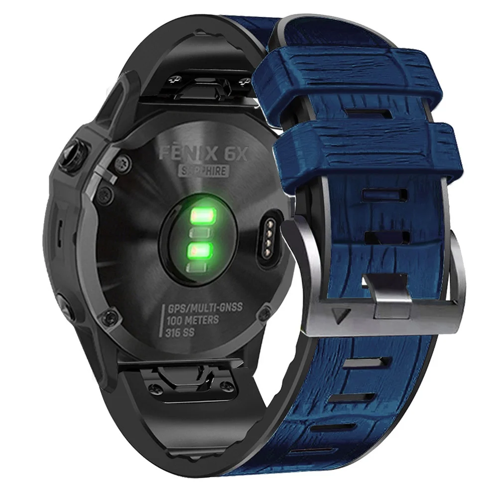 Crocodile Leather Strap for Garmin Fenix 6X Fenix 7x 7 6 5X Plus Quick Release Strap Tactix 7 Pro 26mm