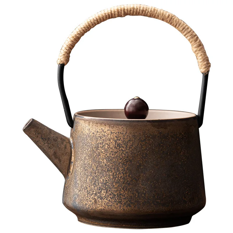 

Retro ceramic beam pot small Chinese style brewing teapot Kung Fu tea set teapot antique