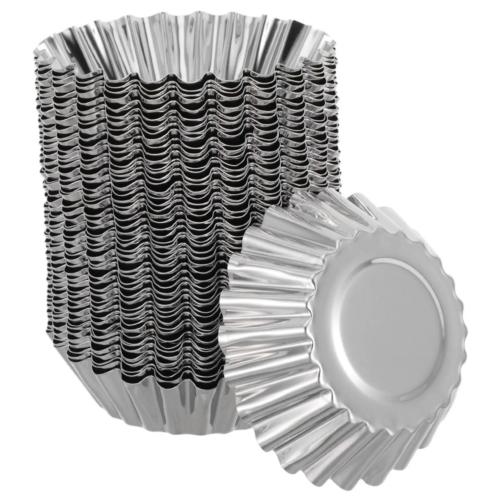 

50 шт. мини-форм для тарталеток из нержавеющей стали, антипригарные многоразовые металлические формы для выпечки, маленькие формы для пирогов и фруктовых тарталеток