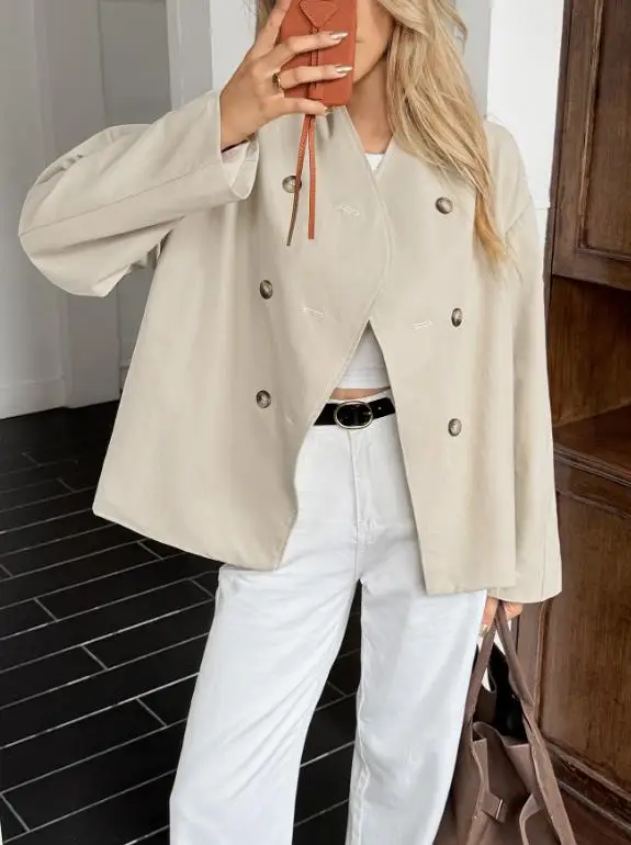 

Women's Casual Vacation Style Button up Long Sleeved Coat Autumn Winter 2025 Fashionable Travel Coat for Ladies