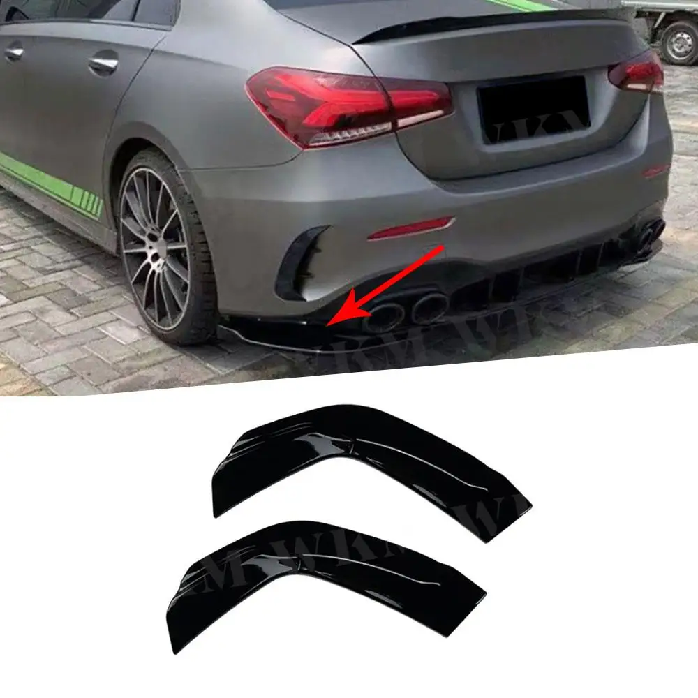 

ABS Gloss Black Car Rear Bumper Lip Side Splitters Flaps Apron for Mercedes Benz A Class W177 V177 A35 A45 AMG Sedan 2019-2023