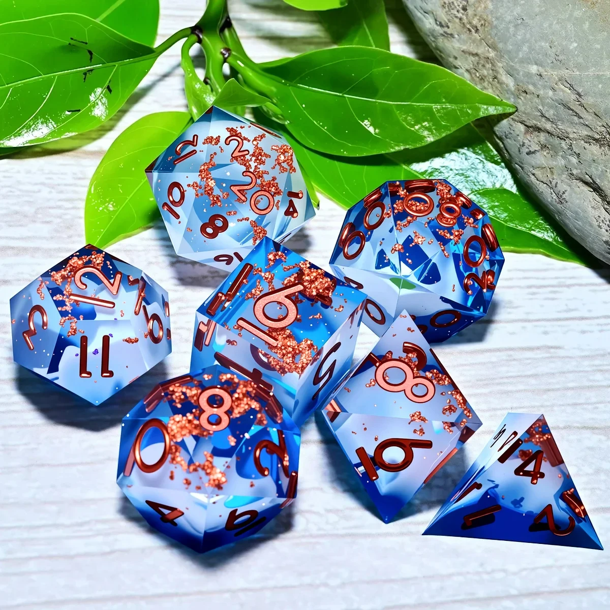 مجموعة مكونة من 7 قطع من نرد الراتنج DND للزنزانات والتنينات DND 5e RPG لوحة لعبة الطاولة لعب الأدوار هدية عيد ميلاد #5