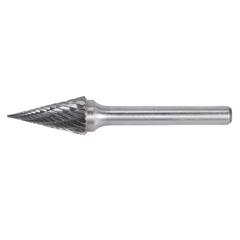 AC88-10X Tungsten Carbide Burr Pointed Cone Shape Double Cut Rotary Burrs File 70X12mm With 1/4 Inch Shank Dia