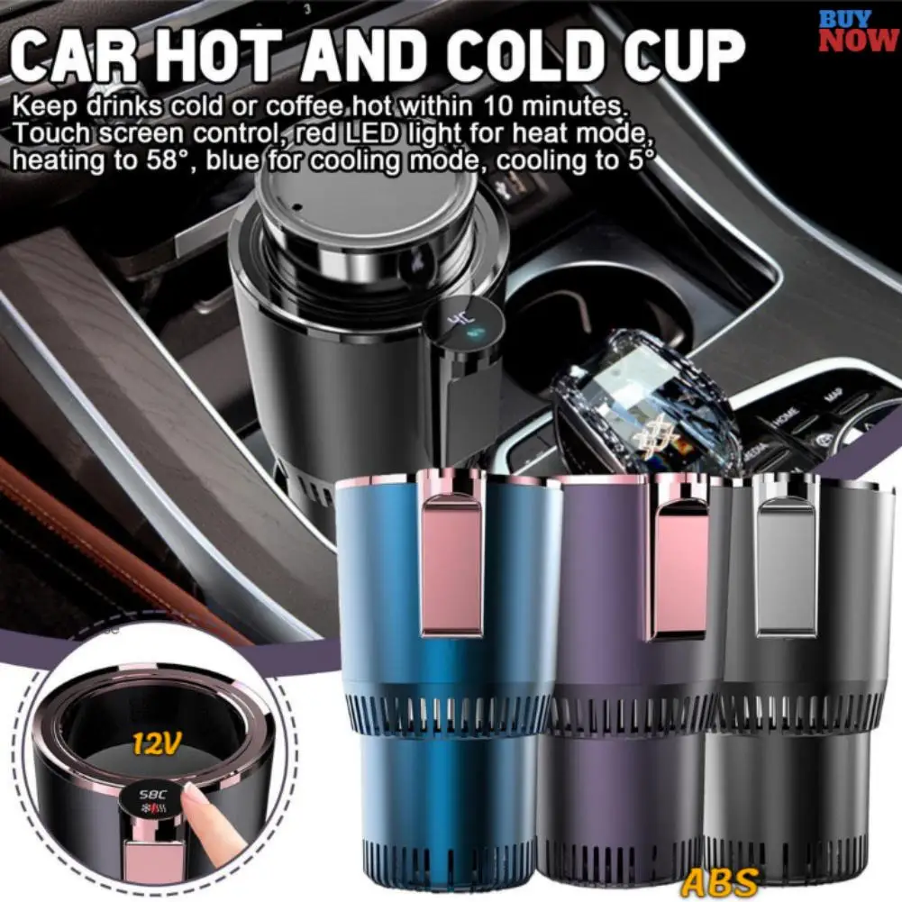 Car Smart Cooling Heating Car Cup Smart Beverage Mug Holder Car Office Cup Warmer Display 2 In 1 12V Mini Touch Screen Mug NEW