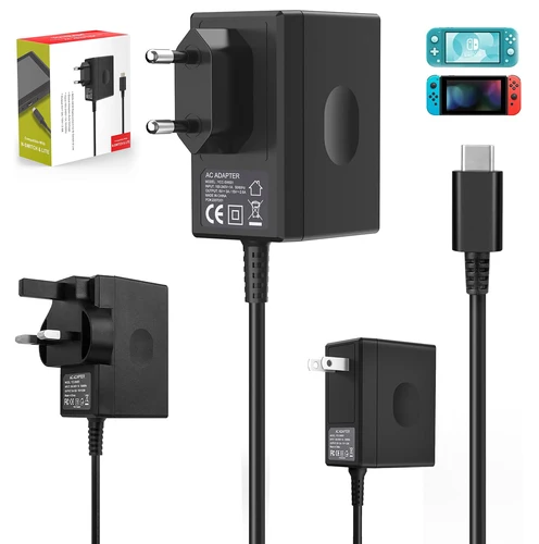 Cargador para Nintendo Switch Adaptador de CA 45 W Carga rápida Cargador Nintendo Switch Compatible con el controlador Switch Lite/Dock/Pro