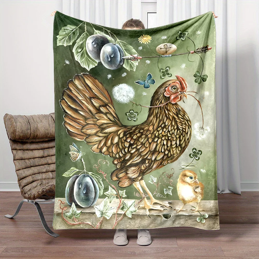 

Charming Rooster Printed Fleece Blanket: Fluffy, Soft, and Durable for All Seasons