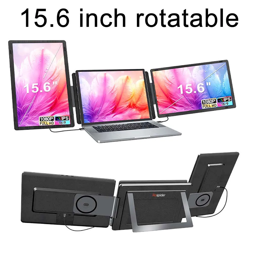 Rospider 14 tot 16 inch Dual Screen Extender Display FHD IPS Drievoudig uitbreidbare monitor High Definition voor laptopproductiviteit