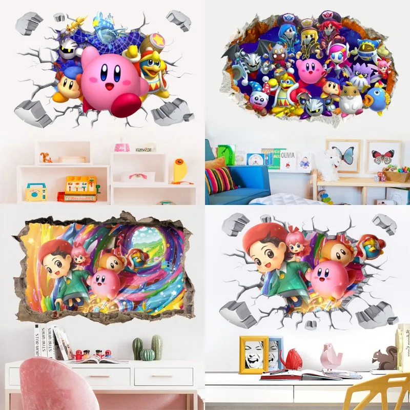 

Kirby Cute Wall Stickers Cartoon Anime Pattern Sticker Children's Room Decoration Bedroom Accessories Decorations Party Gifts