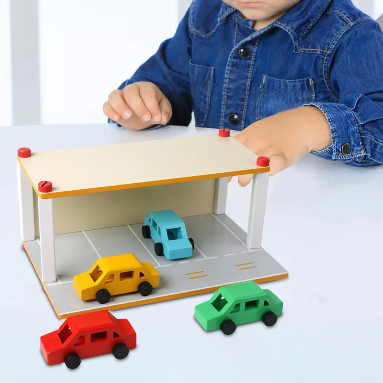 

Wooden Toy Parking Lot with Car Garage Toy for Kids Boys and Girls Children