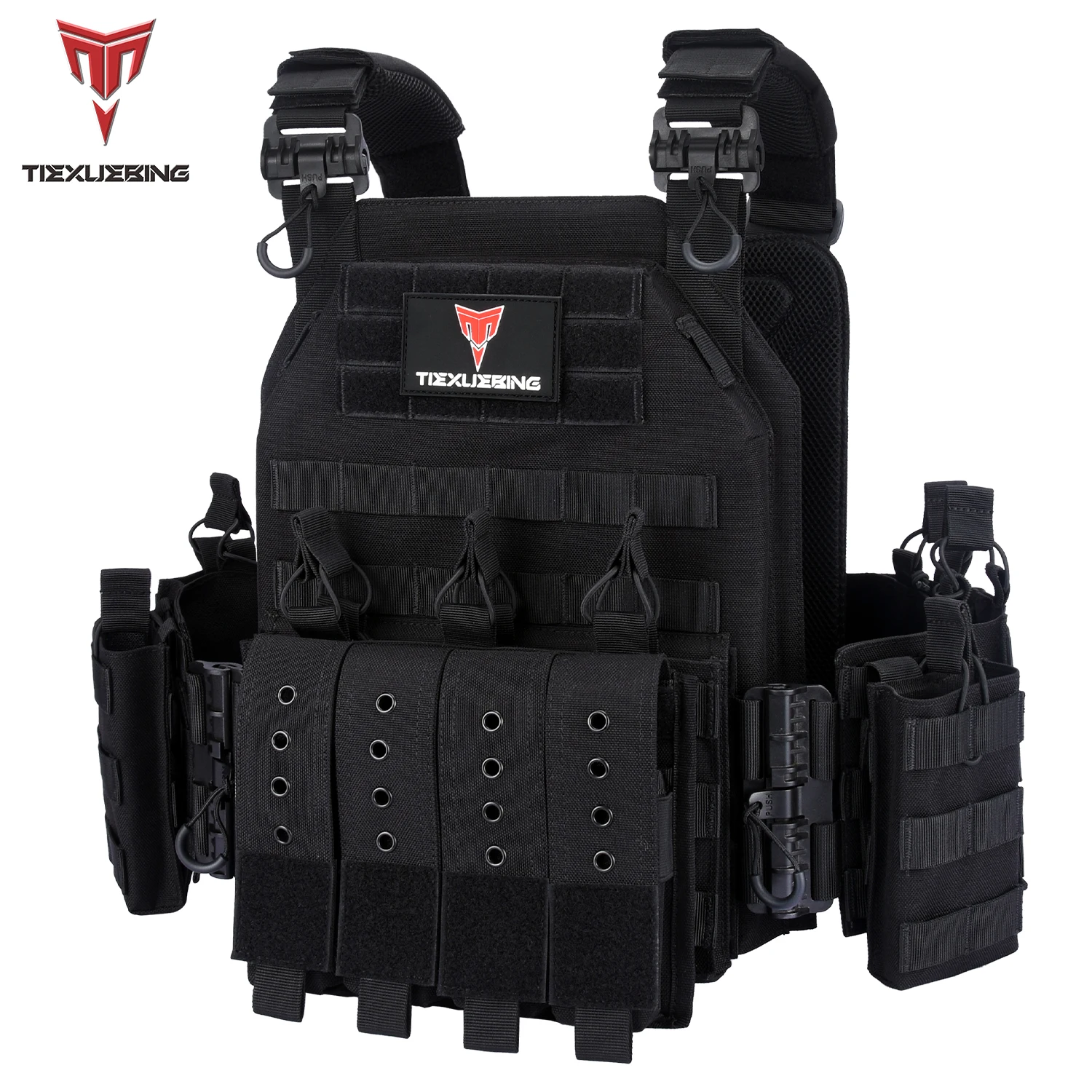 Tiexuebing 1000D Plate Carrier 6094Tactical Vest Outdoor Hunting Protective Adjustable Molle Vest for Airsoft Combat Accessories