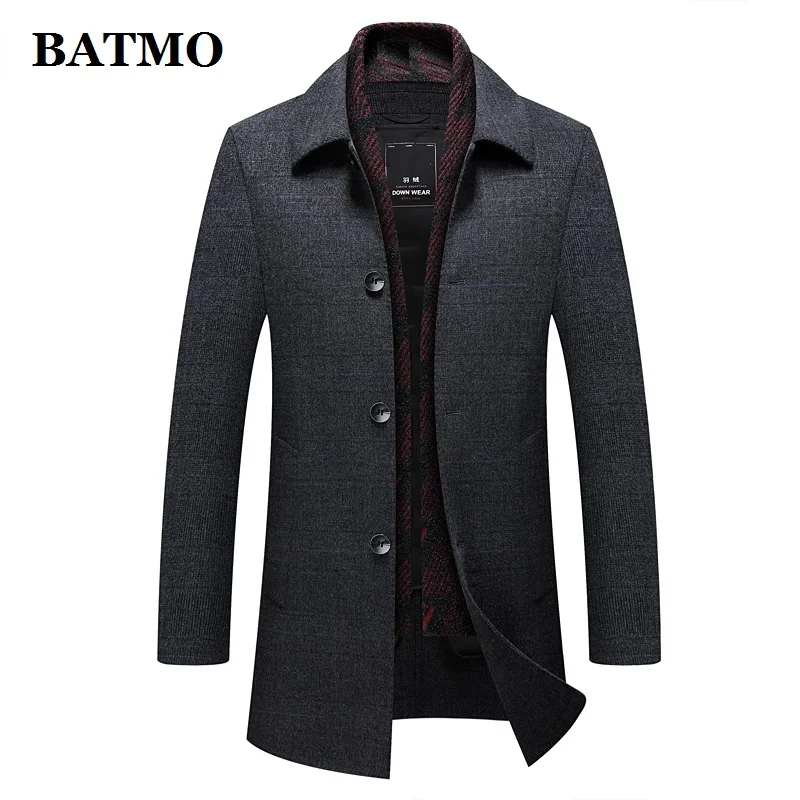 

BATMO 2022 new arrival winter 90% white duck down liner wool trench coat men,size M-6XL 2569