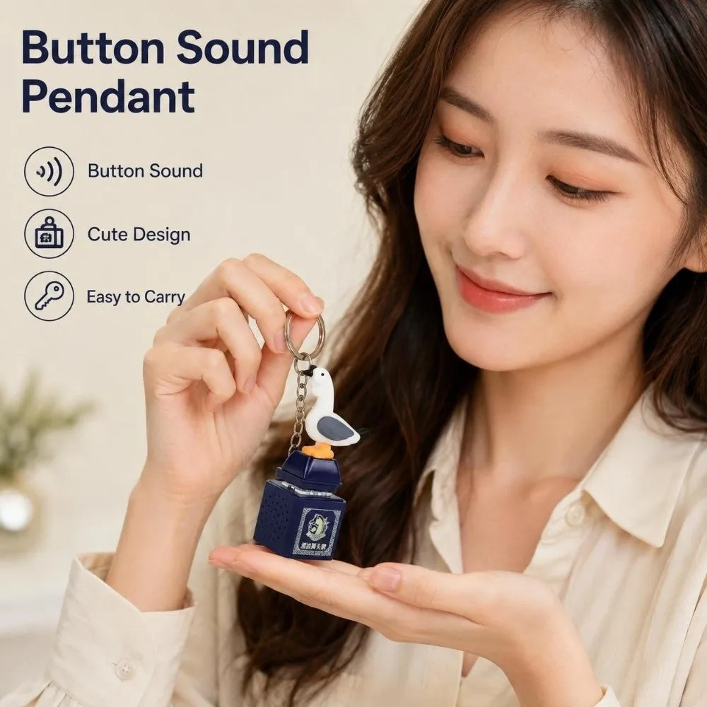 Light Up Flower Basket Voice Keychain Bag Pendant Lion-head goose Voice Keychain Keyboard Clicker 8.6cm Button Sound Pendant
