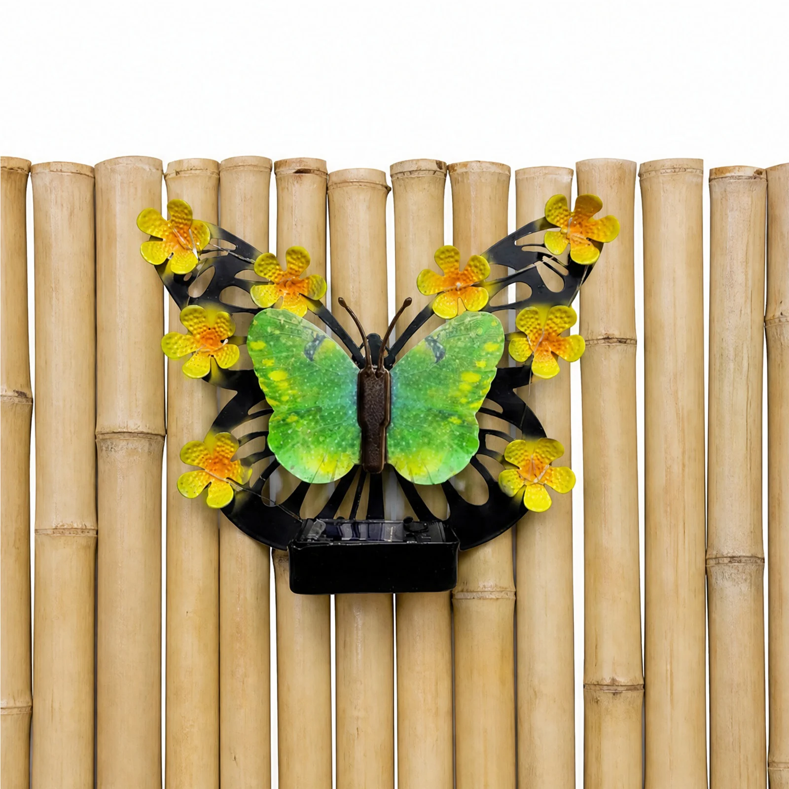Solar Outdoor Metal Butterfly Wall Lights Weather Resist Outside Fence Illuminated Sconce for Patio/Porch/Yard/Garden Decoration