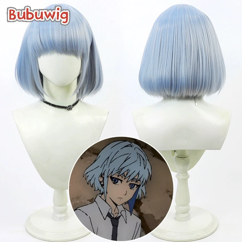 

Bubuwig Synthetic Hair Khun Aguero Agnis Cosplay Wigs Tower of God 30cm Short Light Blue Mixed Gray Bobo Cos Wig Heat Resistant