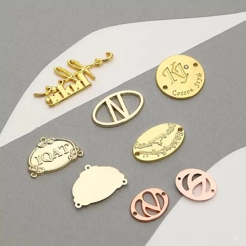 Custom Metal Logo Tags for Clothing Bags Backpacks Coats Personalized Branding Labels, High-Quality Durable Embossed Metal Tags