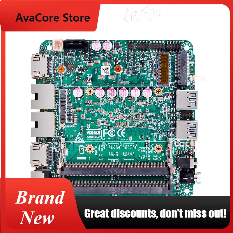 AvaCoreNewest NUC Motherboard Ultra CPU Processor 155H 155U 2*HDMI 2*DP type-c DDR5 Ram 2*USB 3.0 Nuc motherboard