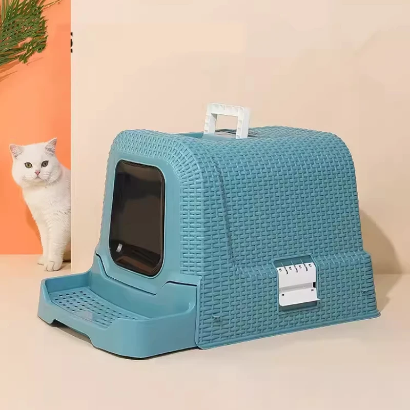 

Plastic Side Entrance cat Litter Box Training Automatically cat Litter Box Closed Self-Cleaning Castle Arenero Gato Home Items