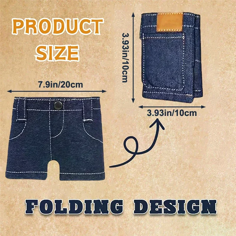 Pocket Pants Mini Jeans Wallet, Jean Wallet, Cute Foldable Denim Coin Purse Small Card Holder, Portable Retro Pants Style Wallet