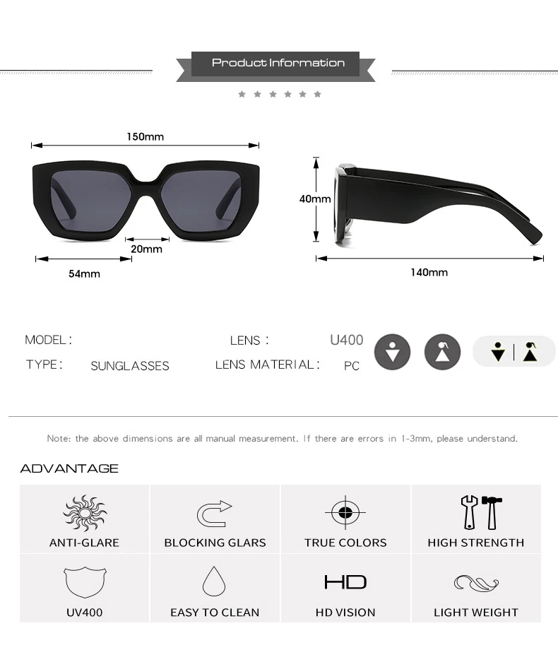 OEC-MANAGEMENT CPO Steampunk Platz Sonnenbrille Neue Frauen Männer Multicolor Punk Sonnenbrille Weibliche Übergroßen Fashion Shades Brillen UV400 – Detail 4