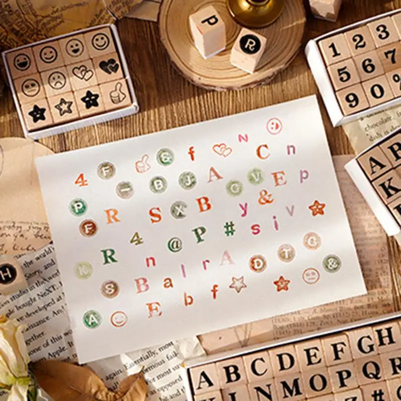 4-40pcs/set Letters Retro Seal Wood Stamps Wooden Rubber Stamps Scrapbooking Stationery DIY Craft  Album Decoration Handmade