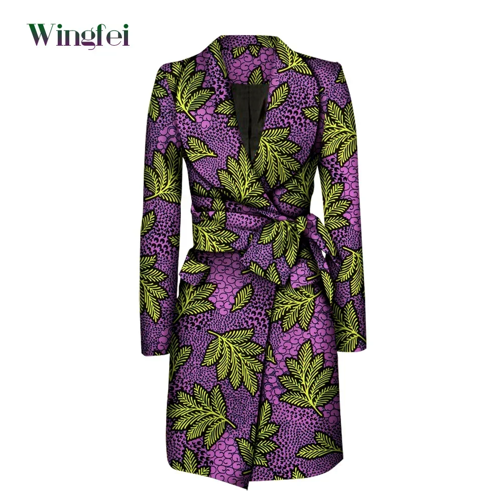 Chaqueta Africana Boubou Ankara para mujer, abrigo Bazin Riche de algodón de manga larga, gabardina Abaya para mujer WY6118