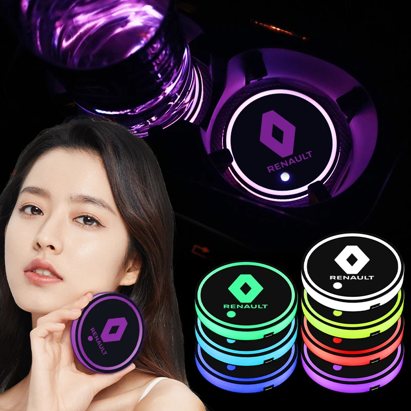 

1/2 шт. автомобильная светящаяся подставка для воды, красочная модификация, атмосферный светильник, коврик для чашки для Renault Clio Megane Scenic Laguna Modus MK1