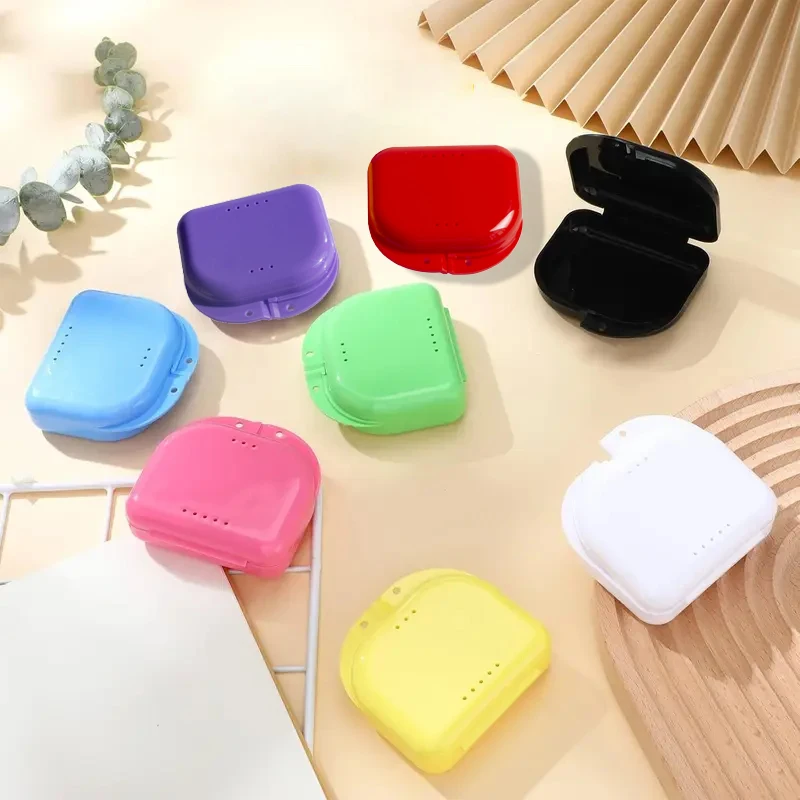 

1pcs dental denture placement box, orthodontic material storage box, denture protection box, portable with ventilation hole