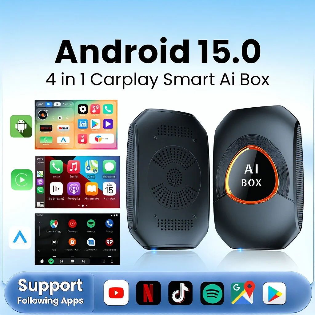 Android 15 Carplay AI Box Wireless Carplay Android Auto Support Netflix Youtube For VW Toyota Mazda Hyundai Ford Haval GMC Audi