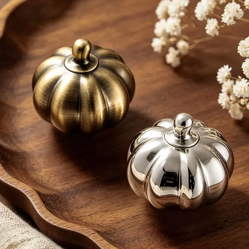 1 PC Titanium Silver Pumpkin Shapded Cabinet Handles Antique Bronze Drawer Knobs Creative Decor Cupboard Wardrobe Door Pulls