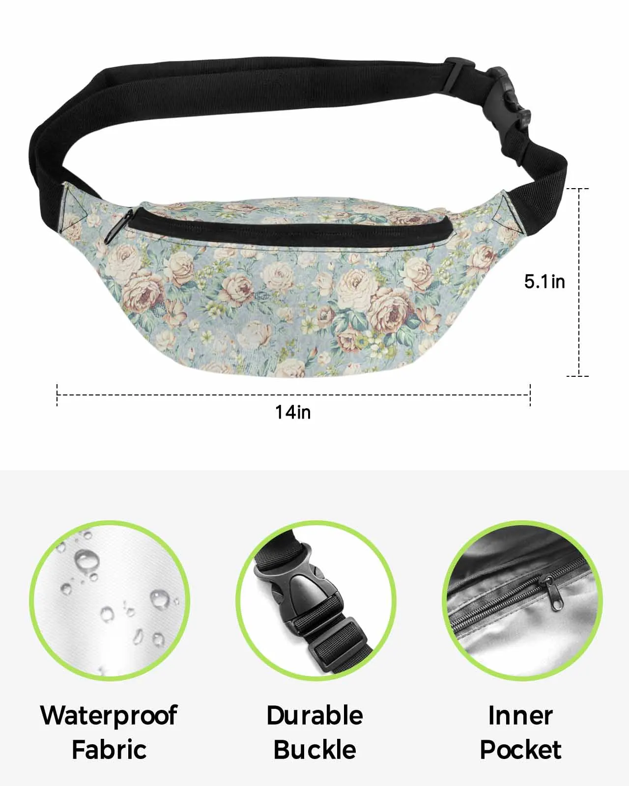 Flower Illustration Camellia Retro Phone Belt Bag Wallet Pouch Waterproof Banana Hip Bags Waist Bag Fanny Pack for Women Men