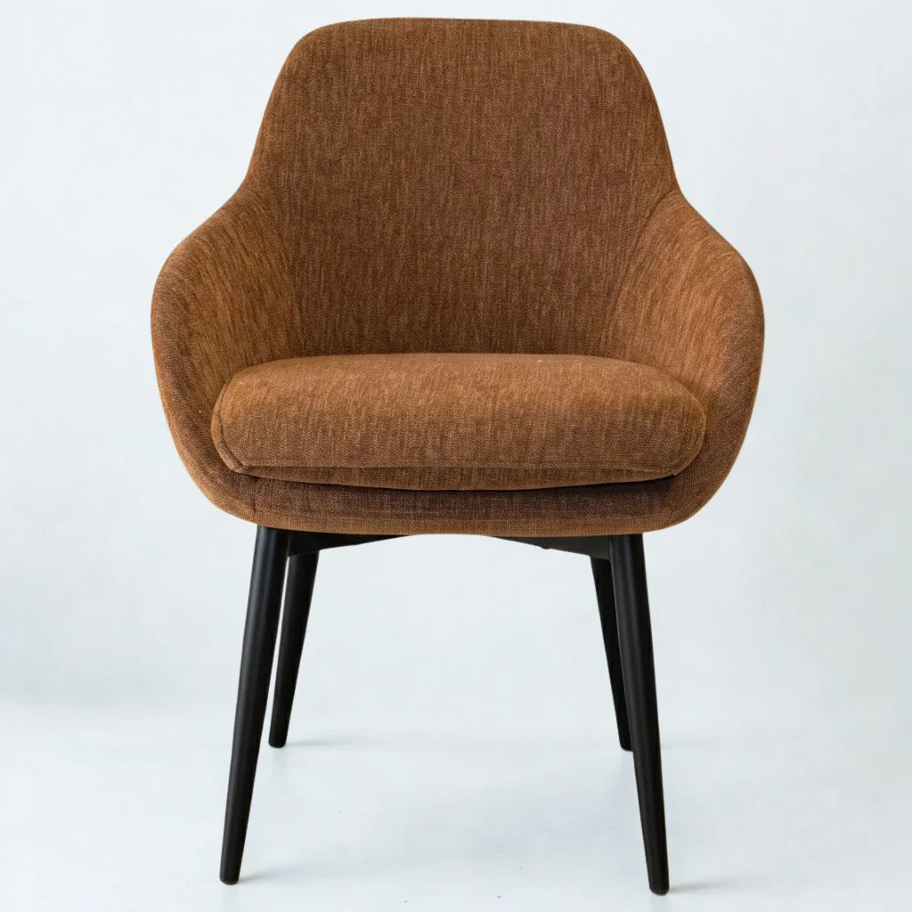 LOTUS Modern Luxury Ergonomic Portable Stackable Dining Chair with Armrests Soft Foam Black Metal Legs Stable