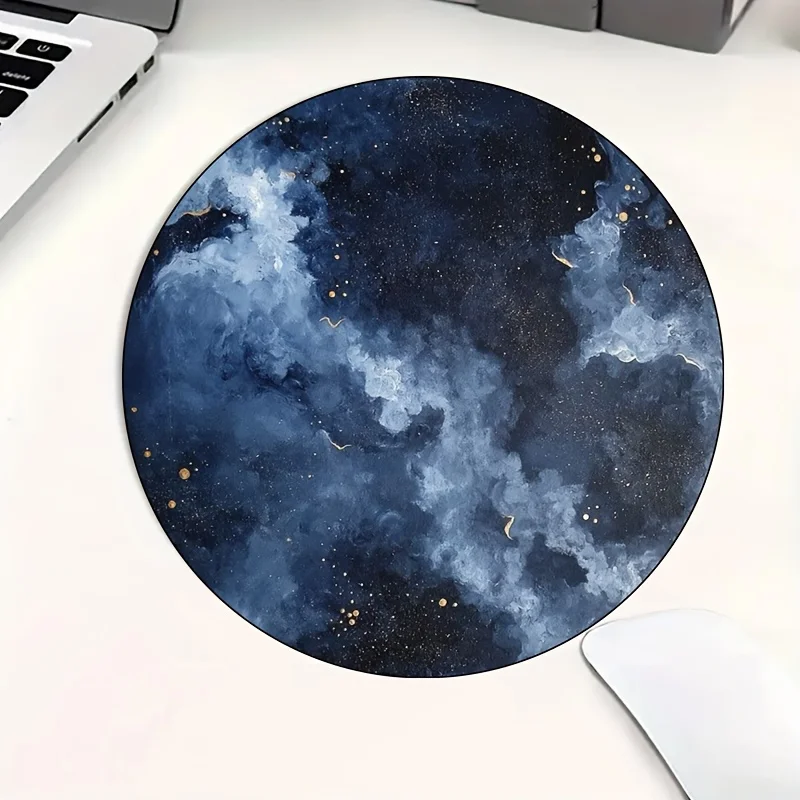 

Round Mouse Pad Non-Slip Gaming Office Dark Blue Starry Sky Mouse Mat Offices Accessories Desk Mat Gamer Setup Decoration Carpet